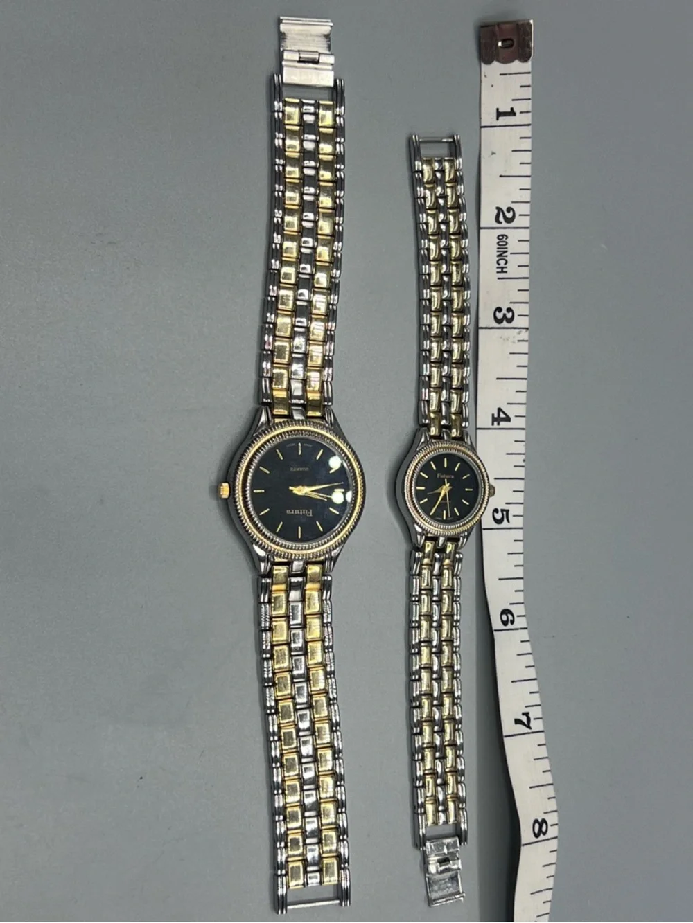 Futura His & Hers Matching Watch Set Gold Silver Tone Stainless New Battery
